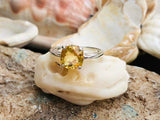 2.1ct Engagement Ring Cushion Cut Yellow Citrine Solitaire 14k White Gold Finish