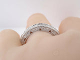 2ct Round Cut Diamond Half Eternity Milgrain Wedding Ring 14k White Gold Finish