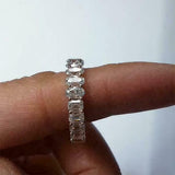 5.5ct Half Oval Half Emerald Cut Diamonds Full Eternity Band 14K White Gold Over