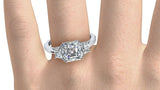 1.3ct Asscher Cut VVS1 Diamond Three Stone Engagement Ring 14k Gold Finish