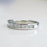 1.5ct Princess Cut Diamond Half Eternity Wedding Ring Band 14k White Gold Finish