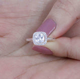 2Ct Cushion Cut DVVS1 Diamond Stylish Halo Engagement Ring 14K White Gold Finish