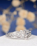 0.2ct Round Cut VVS1D Diamond Engagement Ring 14k White Gold Finish Unique Crown