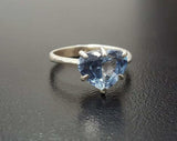 1.5ct Engagement Ring Heart Cut Blue Tanzanite Solitaire 14k White Gold Finish