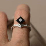 2ct Princess Cut Black Diamond Engagement Ring Kite Set 14k White Gold Finish