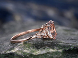 2ct Oval Cut Peach Morganite Engagement Ring Diamond Accent 14k Rose Gold Finish