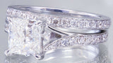 Split Shank Bridal Set Engagement Ring 2ct Princess Diamond 14k White Gold Over