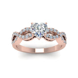 1ct Heart Cut VVS1 Diamond Infinity Design Engagement Ring 14k Rose Gold Finish