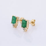 2ct Green Emerald Cut Diamond Elegant Women Stud Earrings 14k Yellow Gold Finish