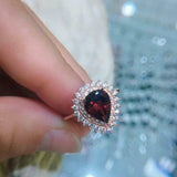 2ct Pear Cut Red Garnet Engagement Ring Diamond Dual Halo 14k Rose Gold Finish