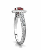 2ct Round Cut Red Garnet Vintage Inspired Starburst Ring 14k White Gold Finish