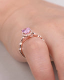 3Ct Oval Cut Pink Sapphire Diamond Halo Engagement Ring 14K Rose Gold Finish