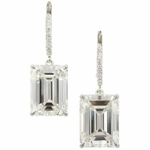 2ct Emerald Cut VVS1 Diamond Elegant Stylish Drop Earrings 14k White Gold Finish