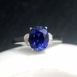 2ct Oval Cut Blue Sapphire Engagement Ring Diamond Accents 14k Rose Gold Finish