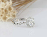 2ct Round Cut VVS1D Diamond Accents Halo Engagement Ring 14k White Gold Finish