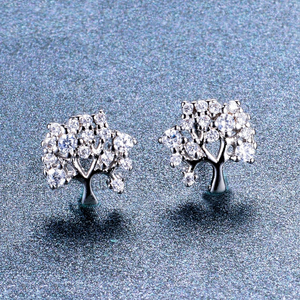 1.3ct Round Cut Diamond Tree Branch Style Stud Earrings 14k White Gold Finish