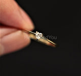 0.1ct Heart Simulated Diamond Minimalist Engagement Ring 14k Yellow Gold Plated