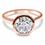 1.8ct Round Cut Diamond Engagement Ring Bezel Set Solitaire 14k Rose Gold Finish