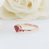 1ct Round Cut Pink Ruby Engagement Ring Heart Shape Cluster 14k Yellow Gold Over