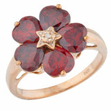 5ct Engagement Ring Heart Cut Red Garnet Floral Women 14k Rose Gold Finish