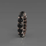 2.6ct Round Cut Black Diamond Wedding Ring Band Full Eternity 14k Rose Gold Over