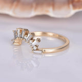 Deco Crown Promise Engagement Ring 2ct Baguette Cut Diamond 14k Rose Gold Finish