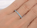 2ct Round Cut Blue Topaz Wedding Band Stackable Half Eternity 14k WhiteGold Over