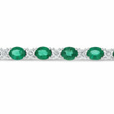 20Ct Oval Cut Green Emerald Diamond Gatsby Tennis Bracelet 14K White Gold Finish