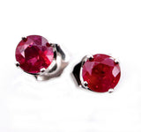 1Ct Round Cut Pink Ruby Classic Solitaire Stud Earrings 14K White Gold Finish