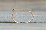 0.1ct Round Pink Ruby Braided Band Solitaire Engagement Ring 14k Rose Gold Over