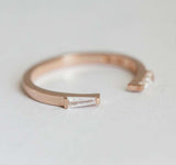 0.4ct Baguette Cut Diamond Wedding Band 14k Rose Gold Finish Open Minimalist