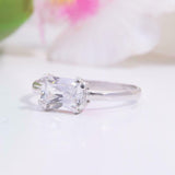 1ct Radiant Cut Diamond Solitaire Promise Engagement Ring 14k White Gold Finish