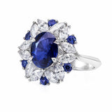 6ct Oval Cut Blue Sapphire Cocktail Queens Engagement Ring 18k White Gold Finish