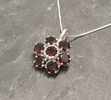 2.7ct Red Garnet Pendant Round Cut Cluster Design 14k White Gold Finish NO CHAIN