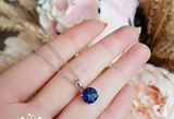 2ct Round Cut Blue Sapphire Pendant with Chain Solitaire 14k White Gold Finish