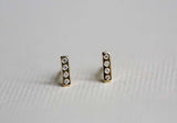 0.4ct Round Cut Diamond Accents Vertical Bar Stud Earrings 14k YellowGold Finish