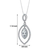 3Ct Marquise Cut Diamond Double Halo Women Pendant 14K White Gold Over NO CHAIN