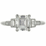 1.5ct Asscher Cut Diamond Engagement Ring Art Deco Solitaire 14k White Gold Over