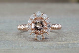 2ct Round Cut Peach Morganite Engagement Ring 14k RoseGold Finish Diamond Floral