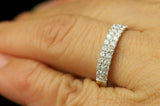 3Ct Round Cut DVVS1 Diamond Cluster Two Row Wedding Band 14K White Gold Finish