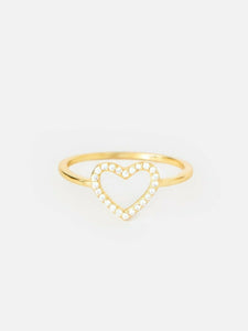 0.3ct Engagement Ring Round Cut Diamond Open Heart Shaped 14k Yellow Gold Finish