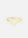 0.3ct Engagement Ring Round Cut Diamond Open Heart Shaped 14k Yellow Gold Finish