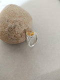 2ct Engagement Ring Pear Cut Yellow Citrine Split Shank Halo 14k White Gold Over