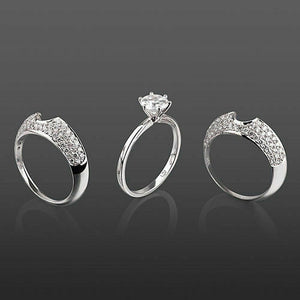 5Ct Round Cut Diamond Bridal Trio Set Unique Band Solitaire 14K White Gold Over