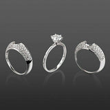 5Ct Round Cut Diamond Bridal Trio Set Unique Band Solitaire 14K White Gold Over