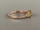 2ct Oval Green Peridot Three Stone Solitaire Engagement Ring 14k Rose Gold Over