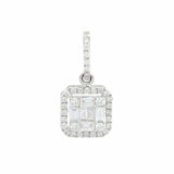 2ct Diamond Pendant Baguette Cut Brilliant Halo 14k White Gold Finish NO CHAIN