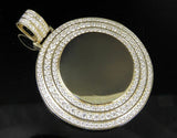 2.25ct Round Cut Diamond Pendant Memory Photo Medallion 14k Yellow Gold Finish