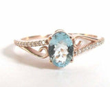 1.5ct Oval Cut Blue Amethyst Split Shank Engagement Ring 14k Rose Gold Finish