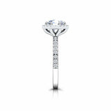 Halo Solitaire with Accents Ring 1.5ct Round Cut Diamond 14k White Gold Finish